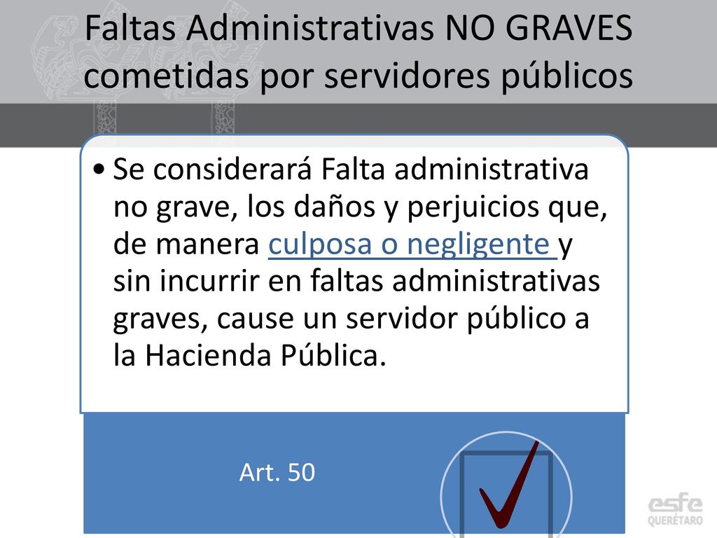 Faltas Administrativas NO GRAVES cometidas por servidores públicos
