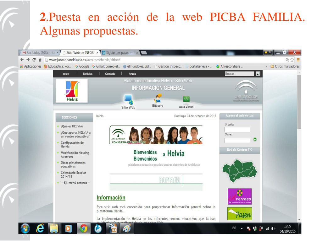 2.Puesta en acción de la web PICBA FAMILIA. Algunas propuestas.