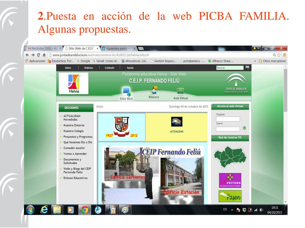 2.Puesta en acción de la web PICBA FAMILIA. Algunas propuestas.