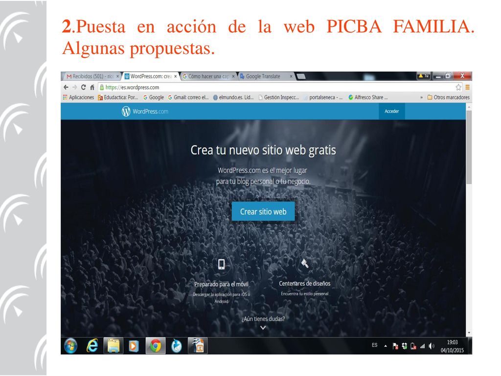 2.Puesta en acción de la web PICBA FAMILIA. Algunas propuestas.
