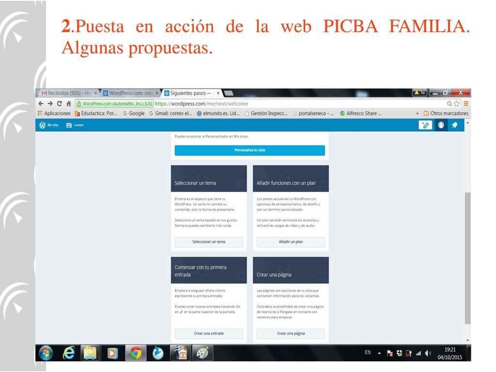 2.Puesta en acción de la web PICBA FAMILIA. Algunas propuestas.