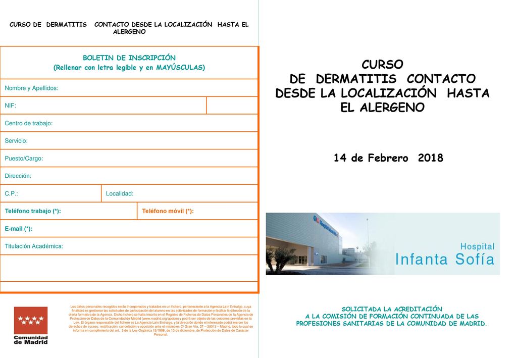 CURSO DE DERMATITIS CONTACTO DESDE LA LOCALIZACIÓN HASTA EL ALERGENO