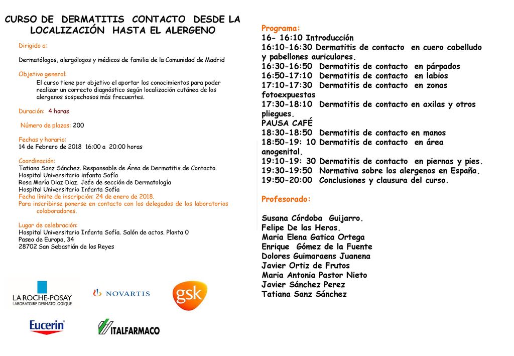 CURSO DE DERMATITIS CONTACTO DESDE LA LOCALIZACIÓN HASTA EL ALERGENO