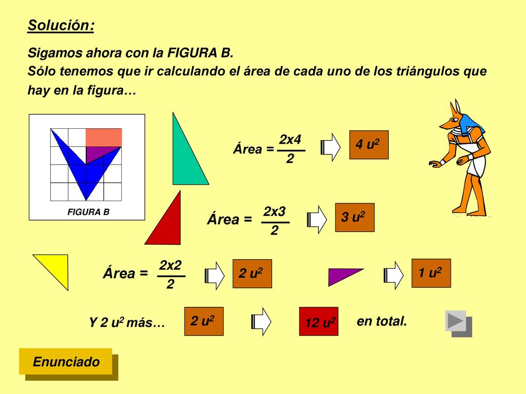 Solución: Área = Área = Sigamos ahora con la FIGURA B.