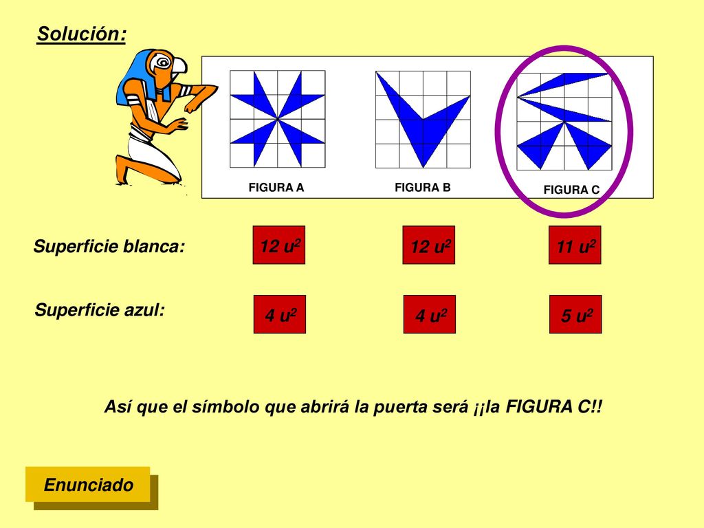 Solución: Superficie blanca: 11 u2 12 u2 Superficie azul: 5 u2 4 u2