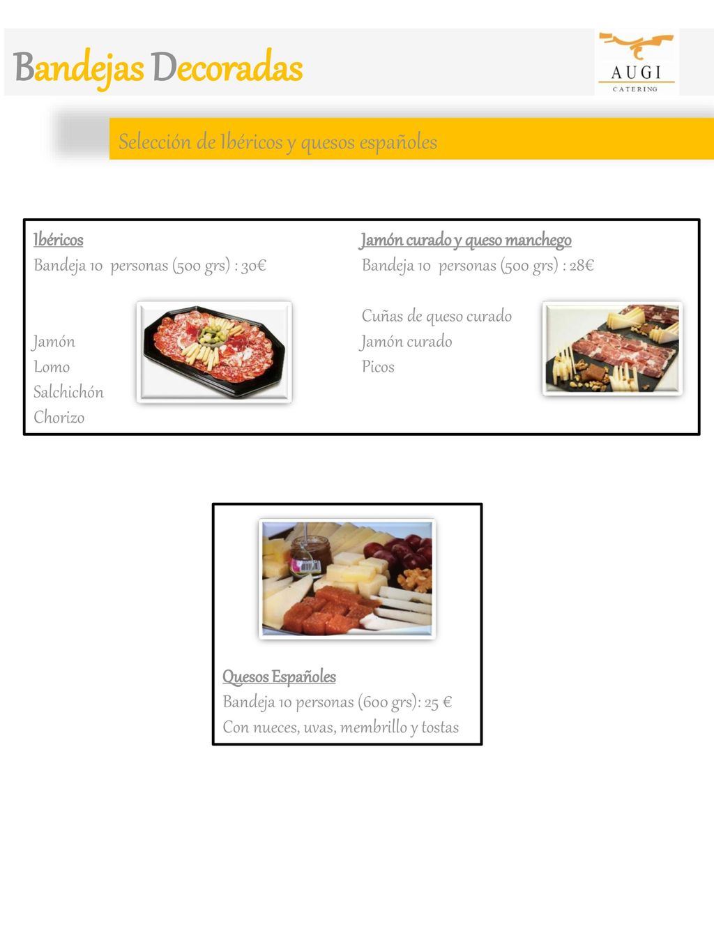 Bandejas Decoradas Selección de Ibéricos y quesos españoles Ibéricos