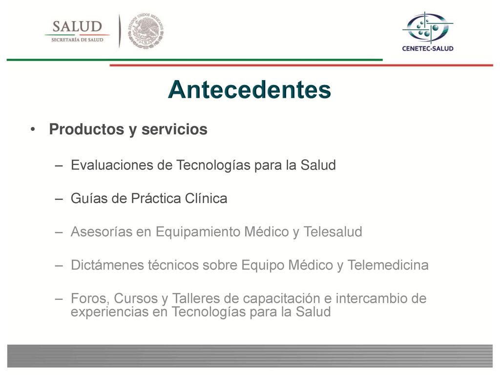 Antecedentes Productos y servicios