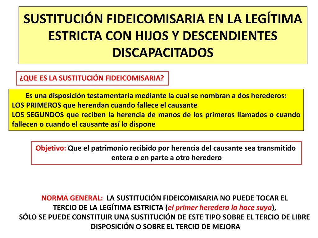 SUSTITUCIÓN FIDEICOMISARIA EN LA LEGÍTIMA ESTRICTA CON HIJOS Y DESCENDIENTES DISCAPACITADOS