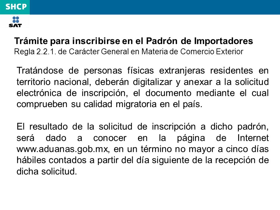 Trámite para inscribirse en el Padrón de Importadores