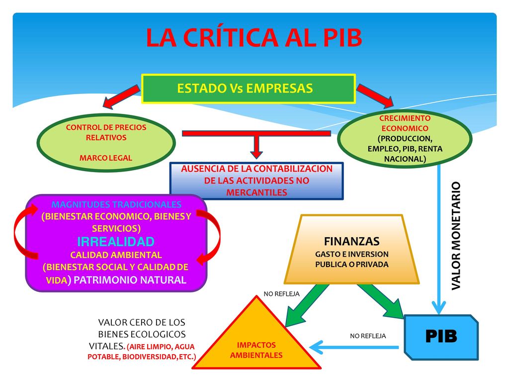 LA CRÍTICA AL PIB PIB ESTADO Vs EMPRESAS VALOR MONETARIO IRREALIDAD