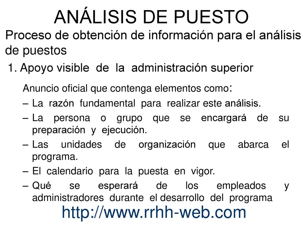 Proceso de obtención de información para el análisis de puestos