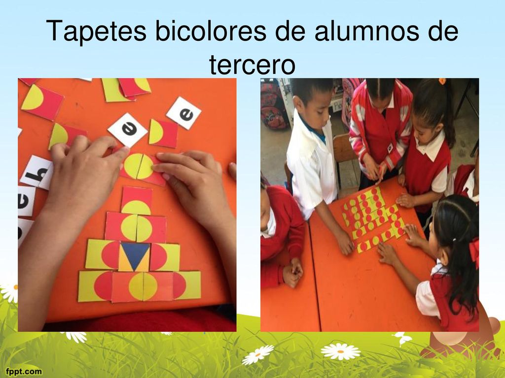 Tapetes bicolores de alumnos de tercero