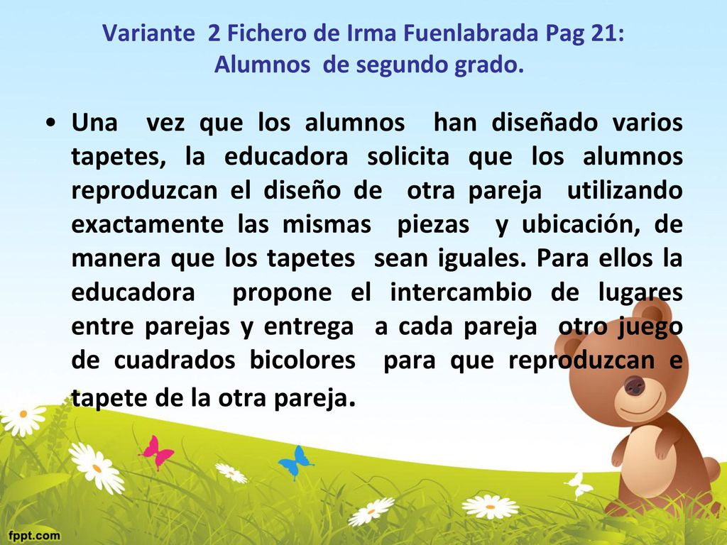 Variante 2 Fichero de Irma Fuenlabrada Pag 21: Alumnos de segundo grado.