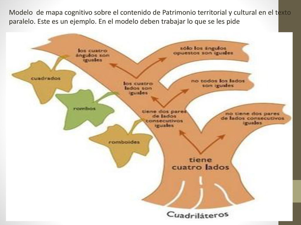 Modelo de mapa cognitivo sobre el contenido de Patrimonio territorial y cultural en el texto paralelo.