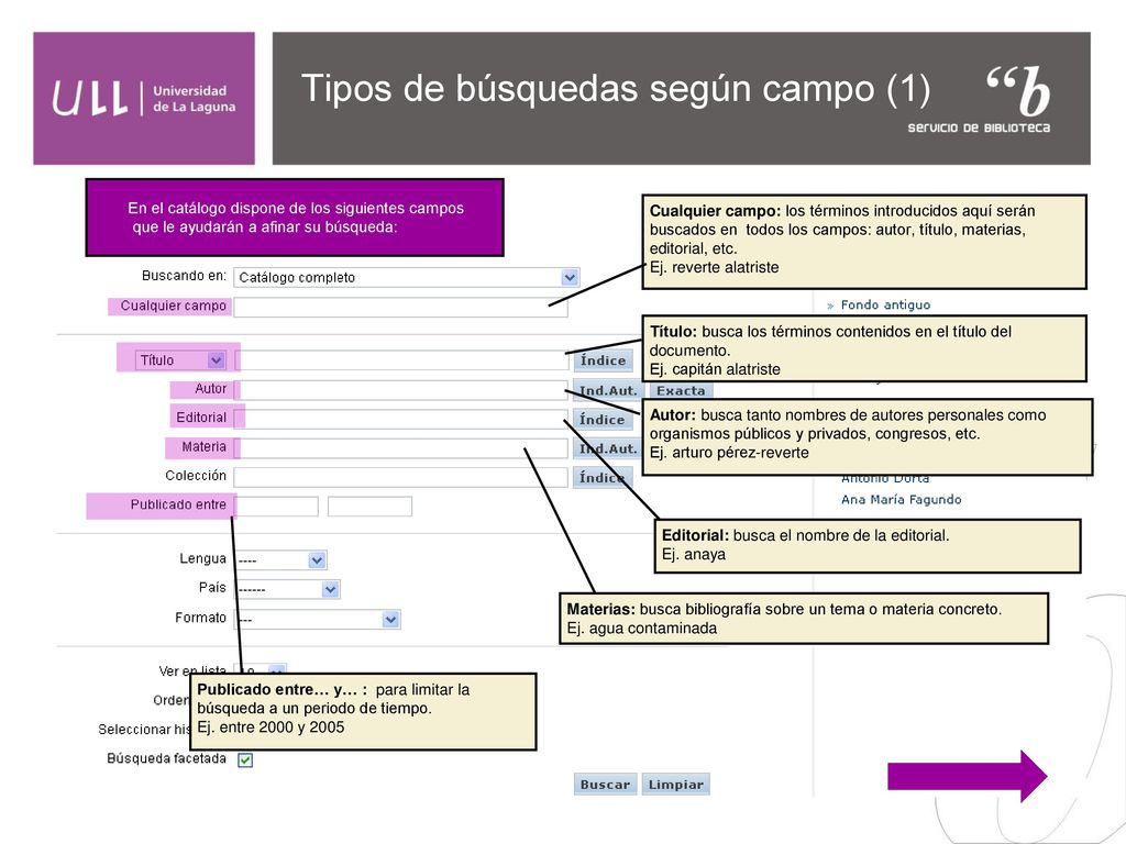 Tipos de búsquedas según campo (1)