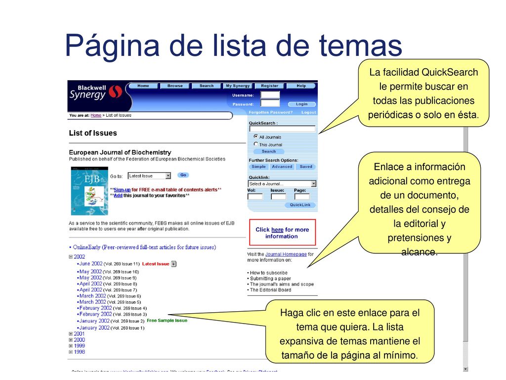 Página de lista de temas