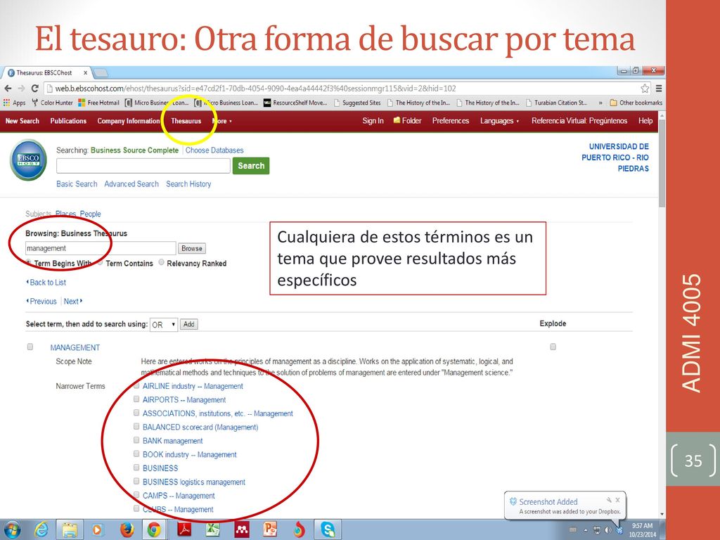 El tesauro: Otra forma de buscar por tema