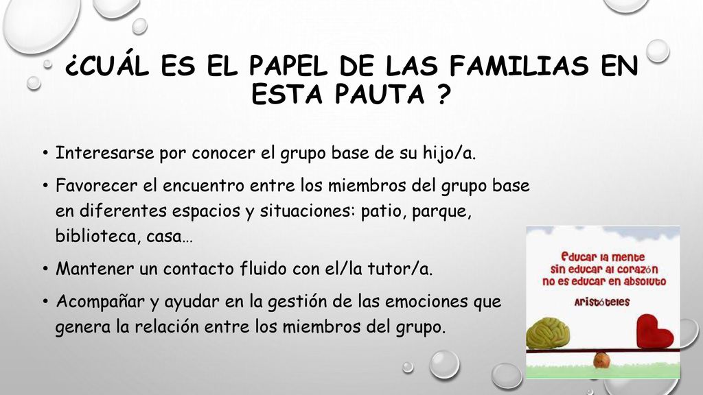 ¿Cuál es EL PAPEL DE LAS FAMILIAS EN ESTA PAUTA