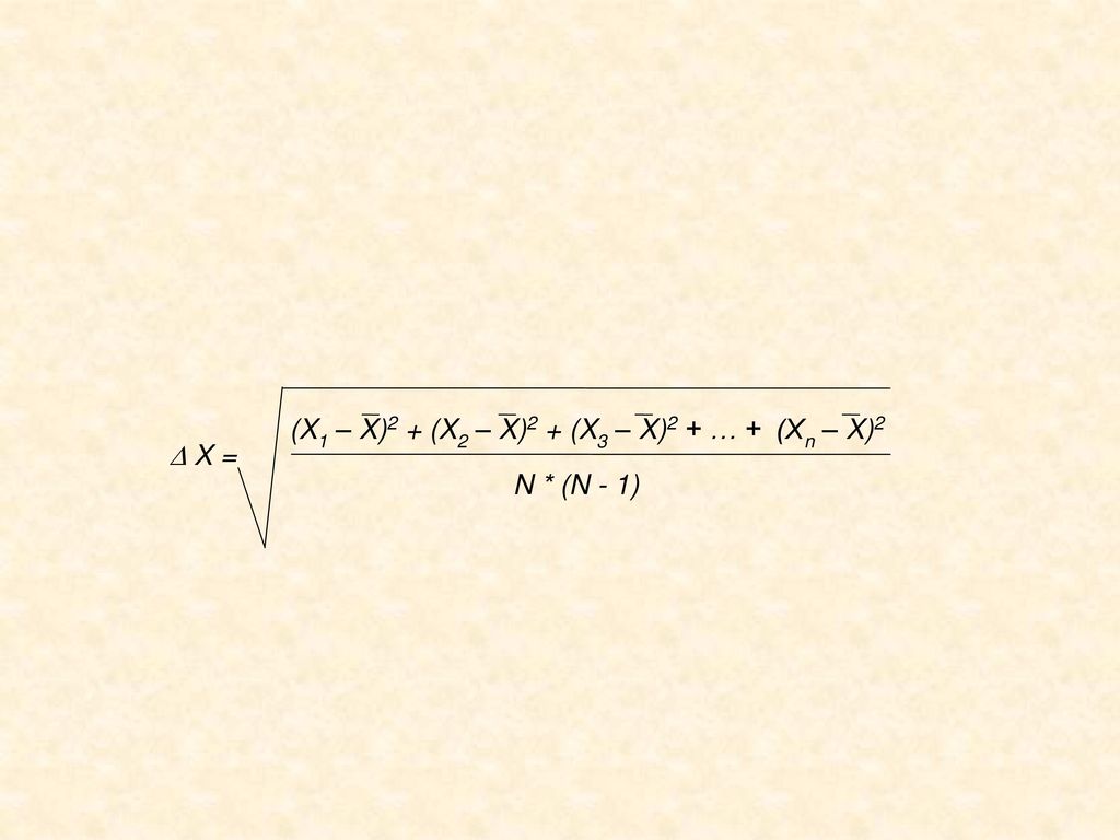 (X1 – X)2 + (X2 – X)2 + (X3 – X)2 + … + (Xn – X)2