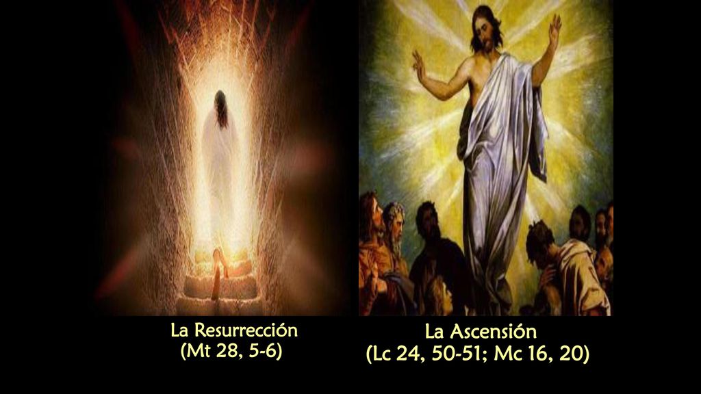 La Resurrección (Mt 28, 5-6) La Ascensión (Lc 24, 50-51; Mc 16, 20)