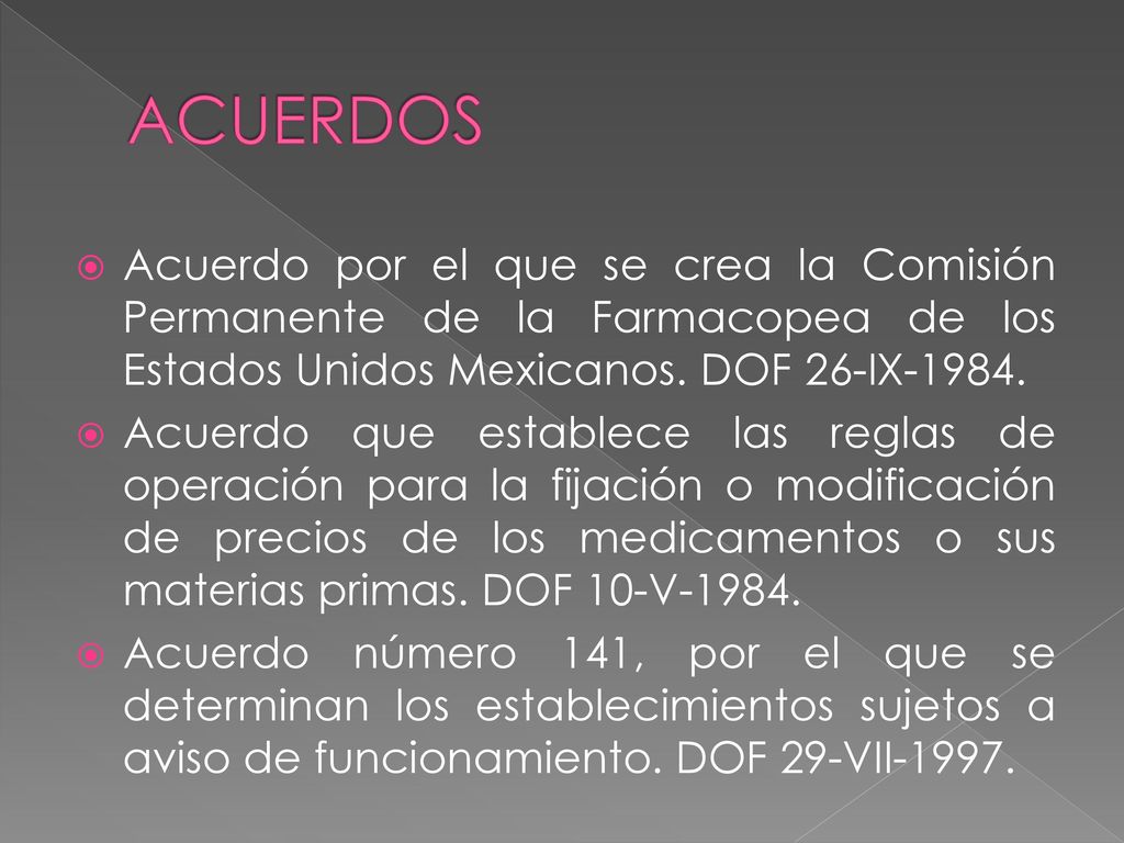 ACUERDOS Acuerdo por el que se crea la Comisión Permanente de la Farmacopea de los Estados Unidos Mexicanos. DOF 26-IX