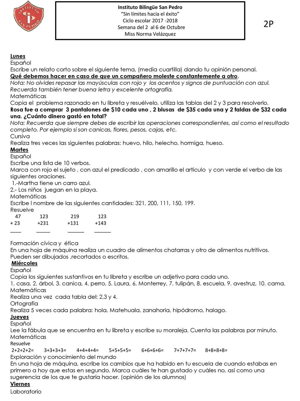 2P Instituto Bilingüe San Pedro Sin límites hacia el éxito