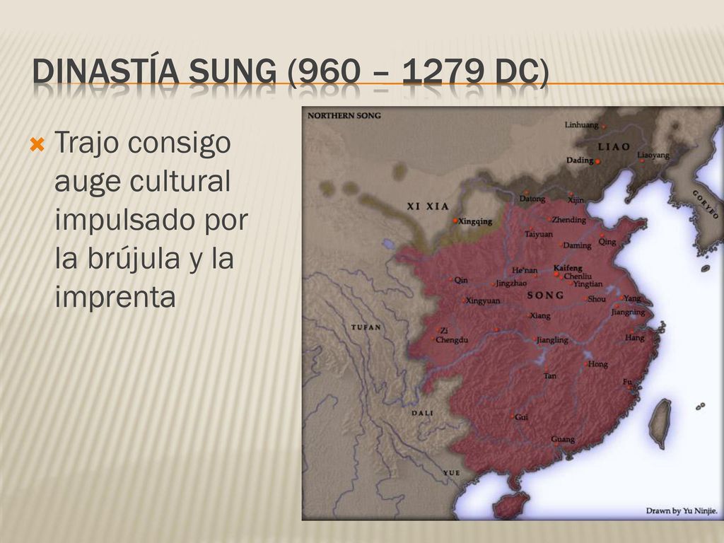 Dinastía sung (960 – 1279 dc) Trajo consigo auge cultural impulsado por la brújula y la imprenta