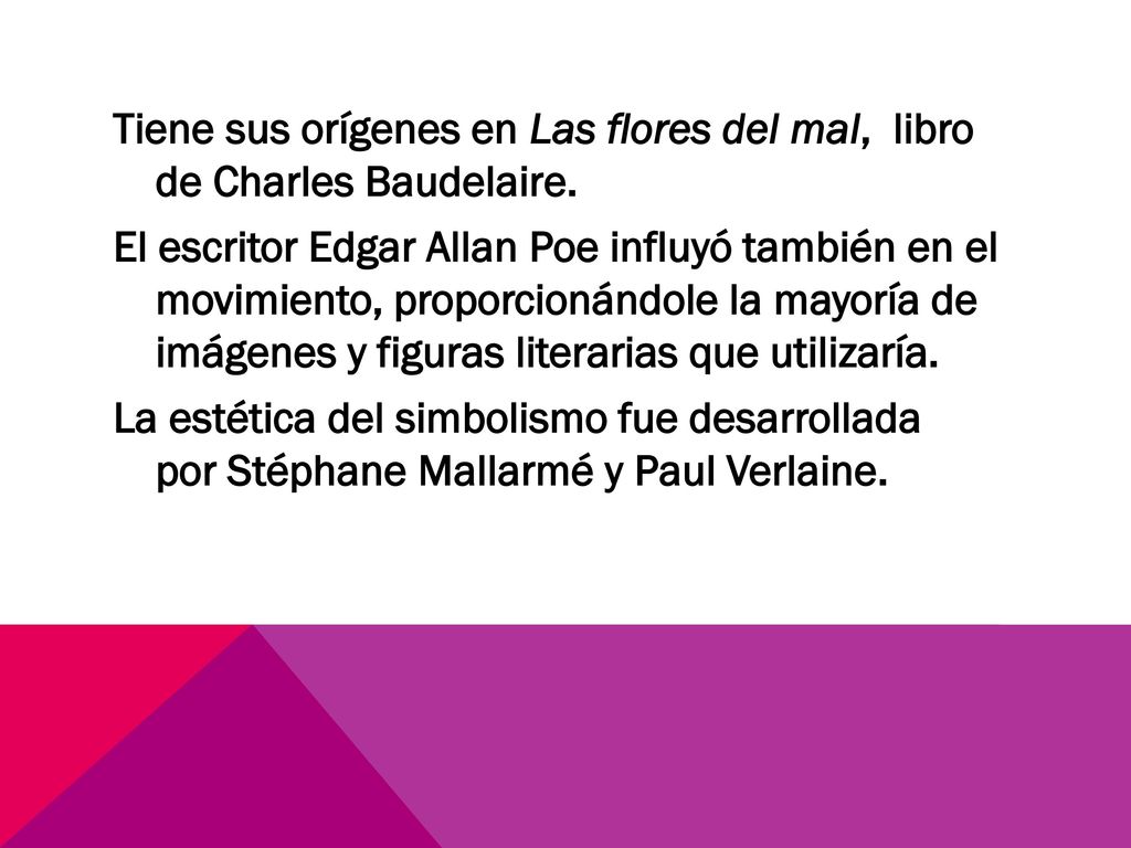 Tiene sus orígenes en Las flores del mal, libro de Charles Baudelaire