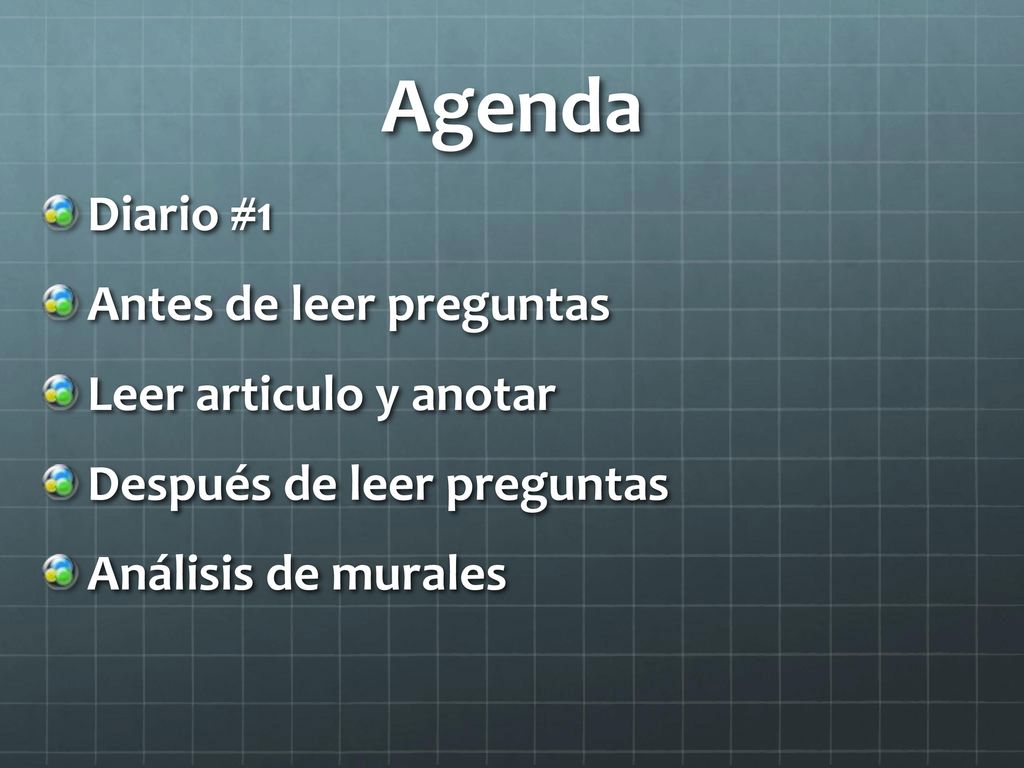 Agenda Diario #1 Antes de leer preguntas Leer articulo y anotar