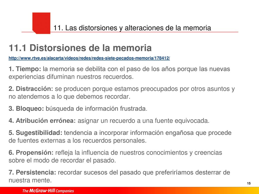 11. Las distorsiones y alteraciones de la memoria