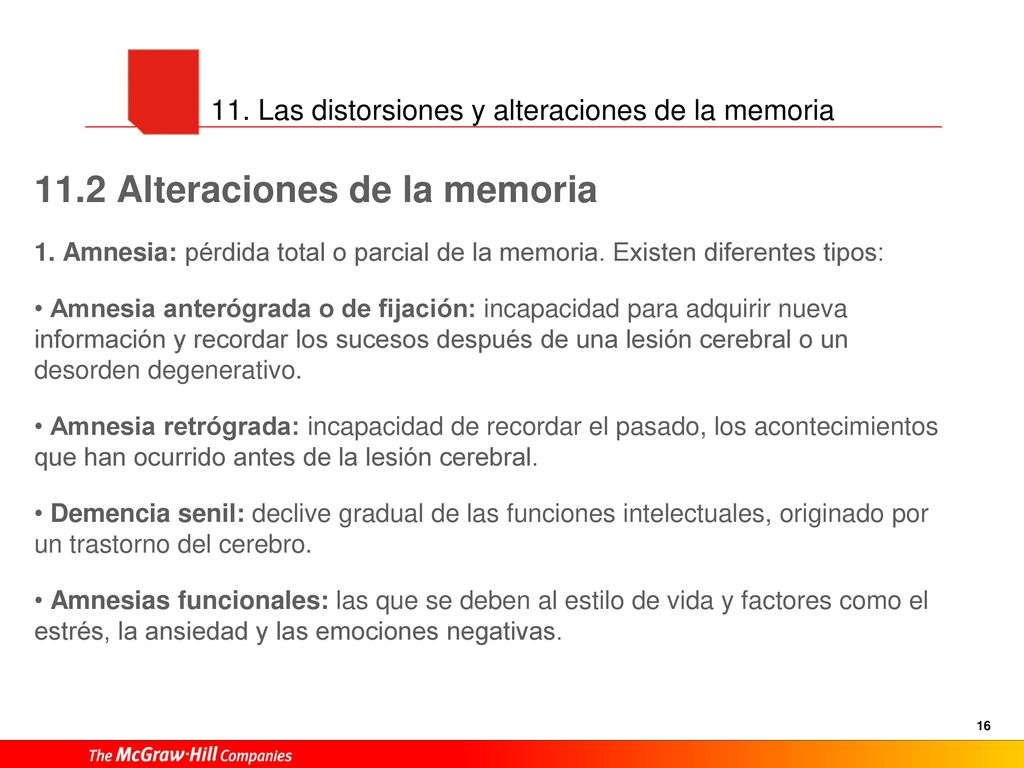 11. Las distorsiones y alteraciones de la memoria