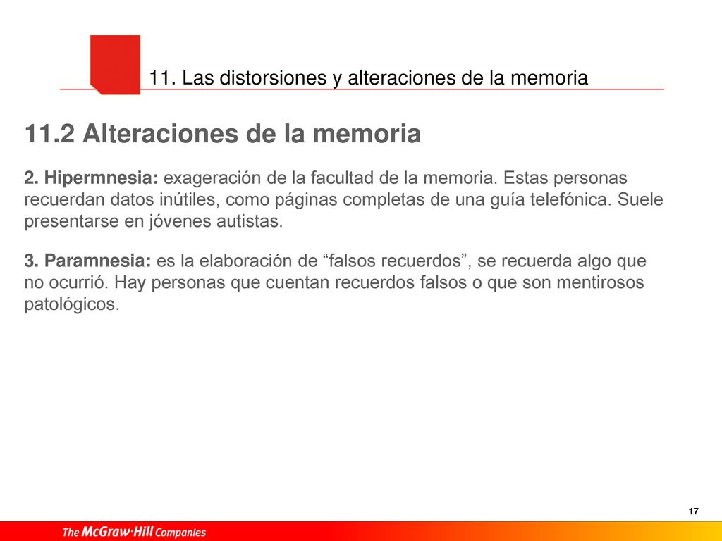 11. Las distorsiones y alteraciones de la memoria