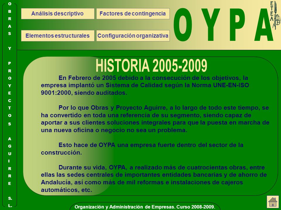 O Y P A Organización y Administración de Empresas. Curso S. E. R. I. L. U. G. A.
