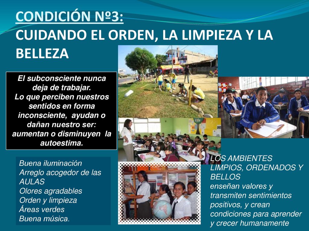CONDICIÓN Nº3: CUIDANDO EL ORDEN, LA LIMPIEZA Y LA BELLEZA