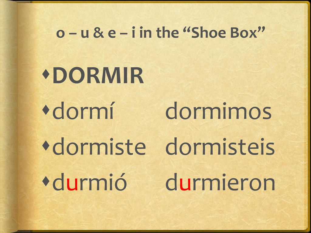 o – u & e – i in the Shoe Box