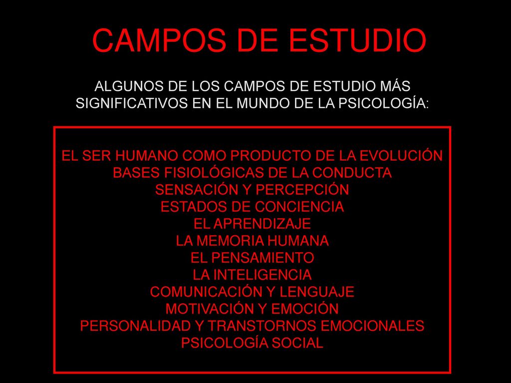 CAMPOS DE ESTUDIO ALGUNOS DE LOS CAMPOS DE ESTUDIO MÁS