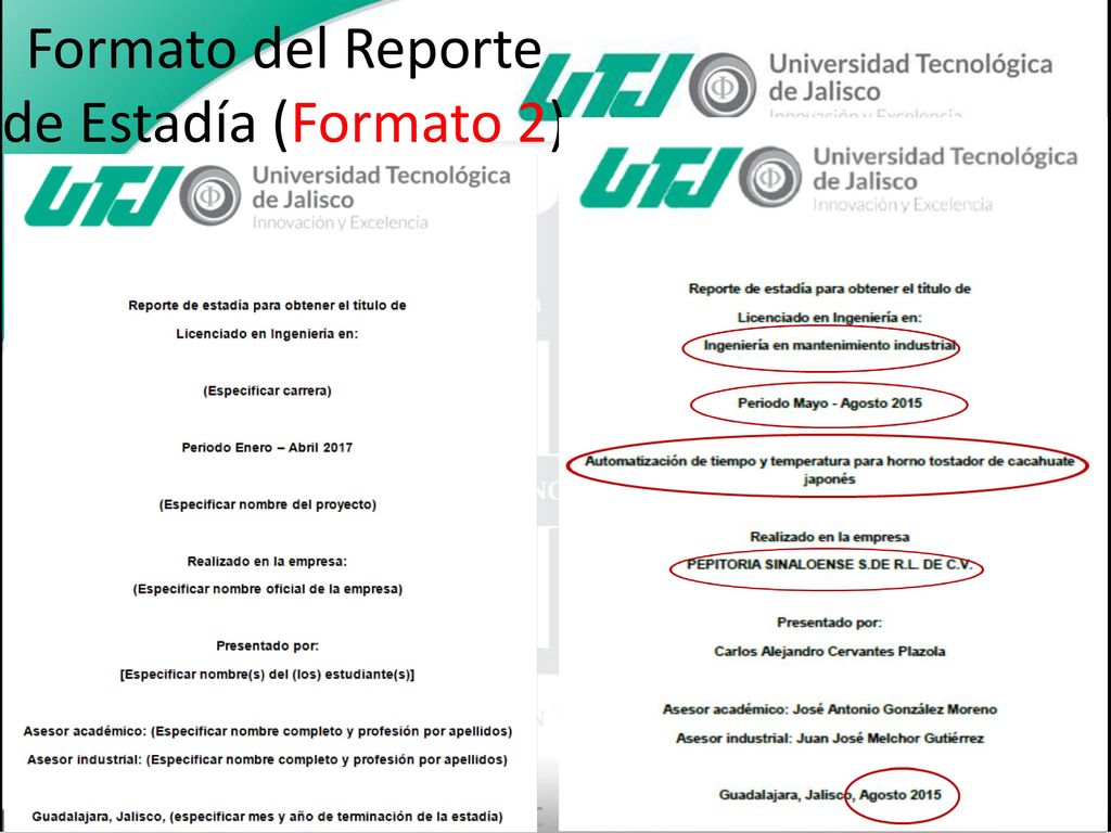 Formato del Reporte de Estadía (Formato 2)