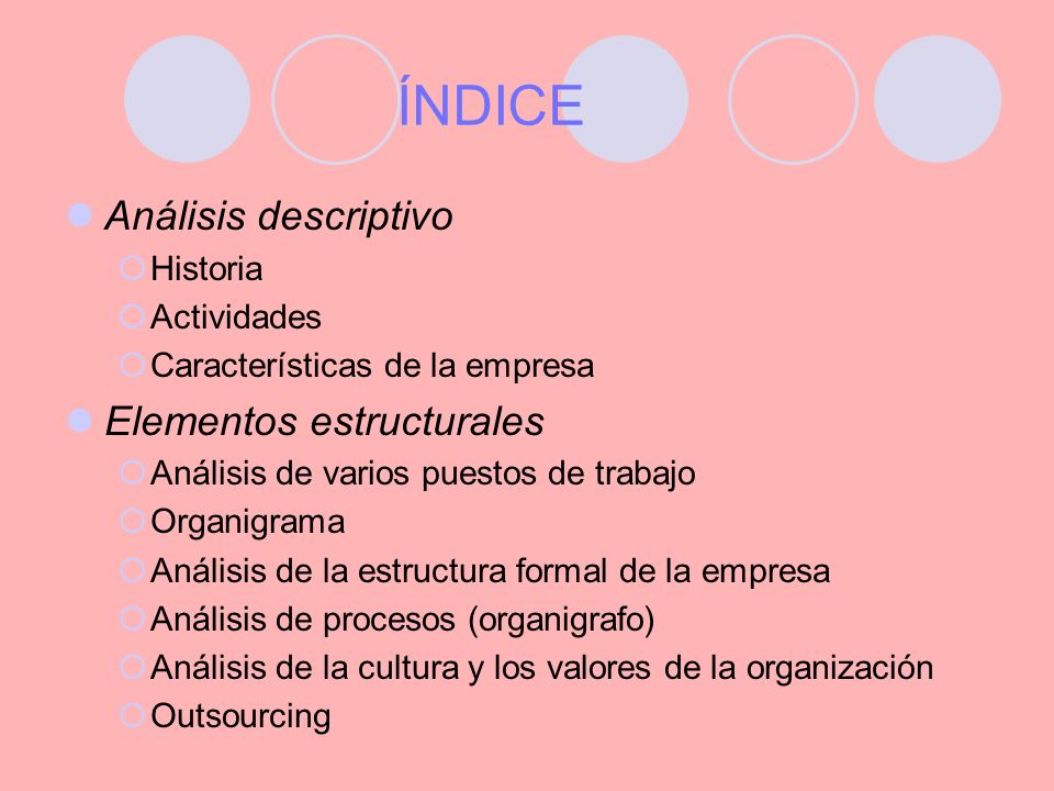 ÍNDICE Análisis descriptivo Elementos estructurales Historia