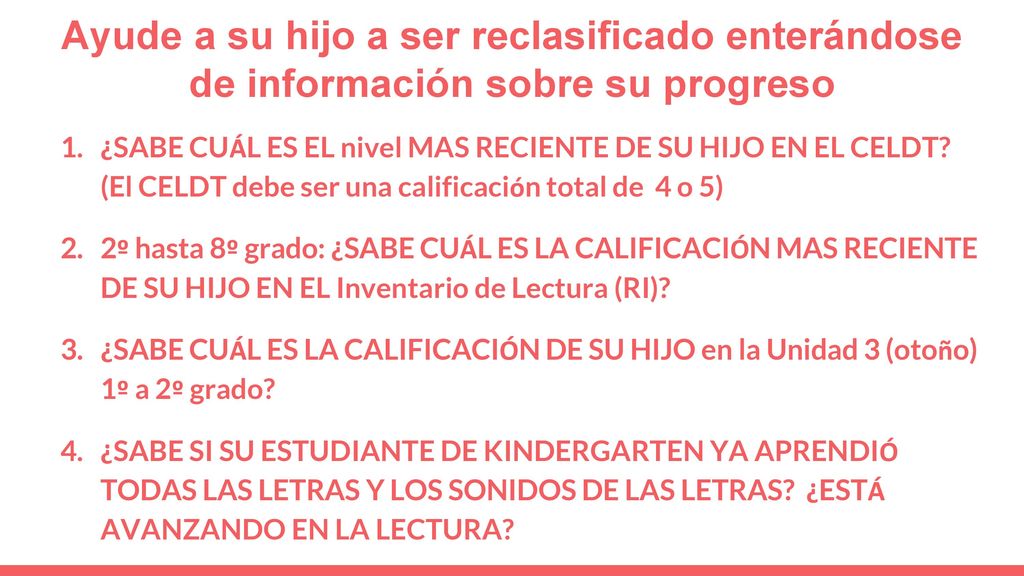 Ayude a su hijo a ser reclasificado enterándose de información sobre su progreso