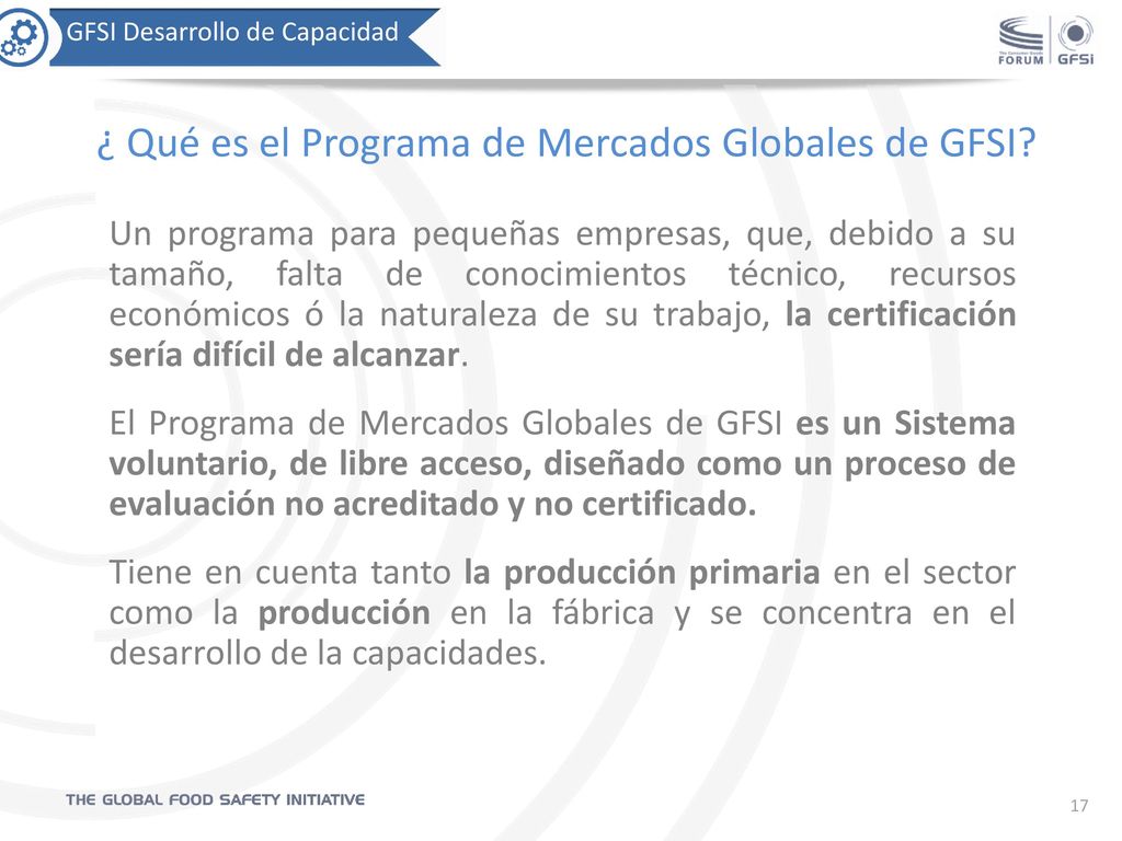 ¿ Qué es el Programa de Mercados Globales de GFSI