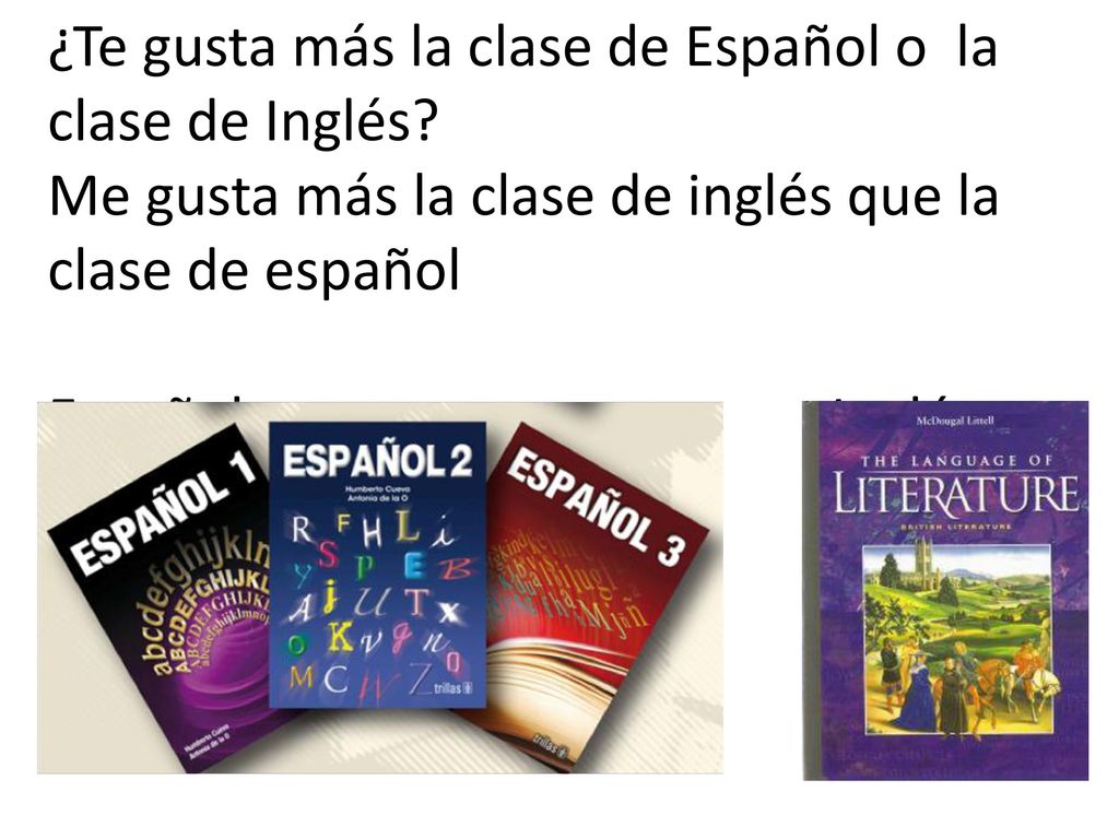 ¿Te gusta más la clase de Español o la clase de Inglés