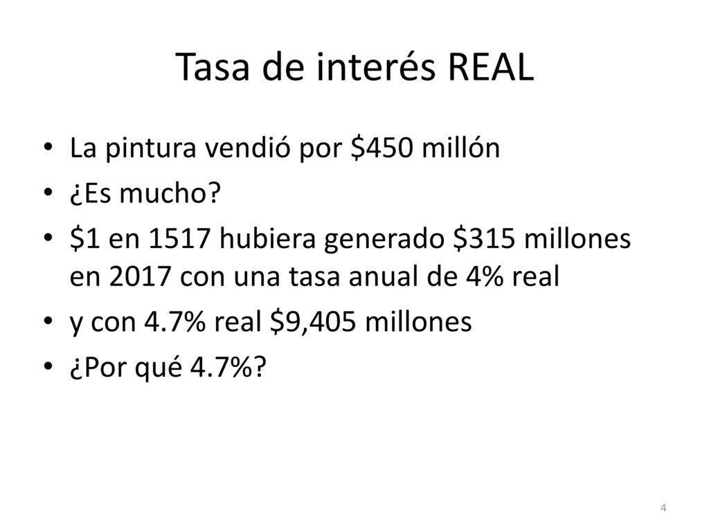 Tasa de interés REAL La pintura vendió por $450 millón ¿Es mucho