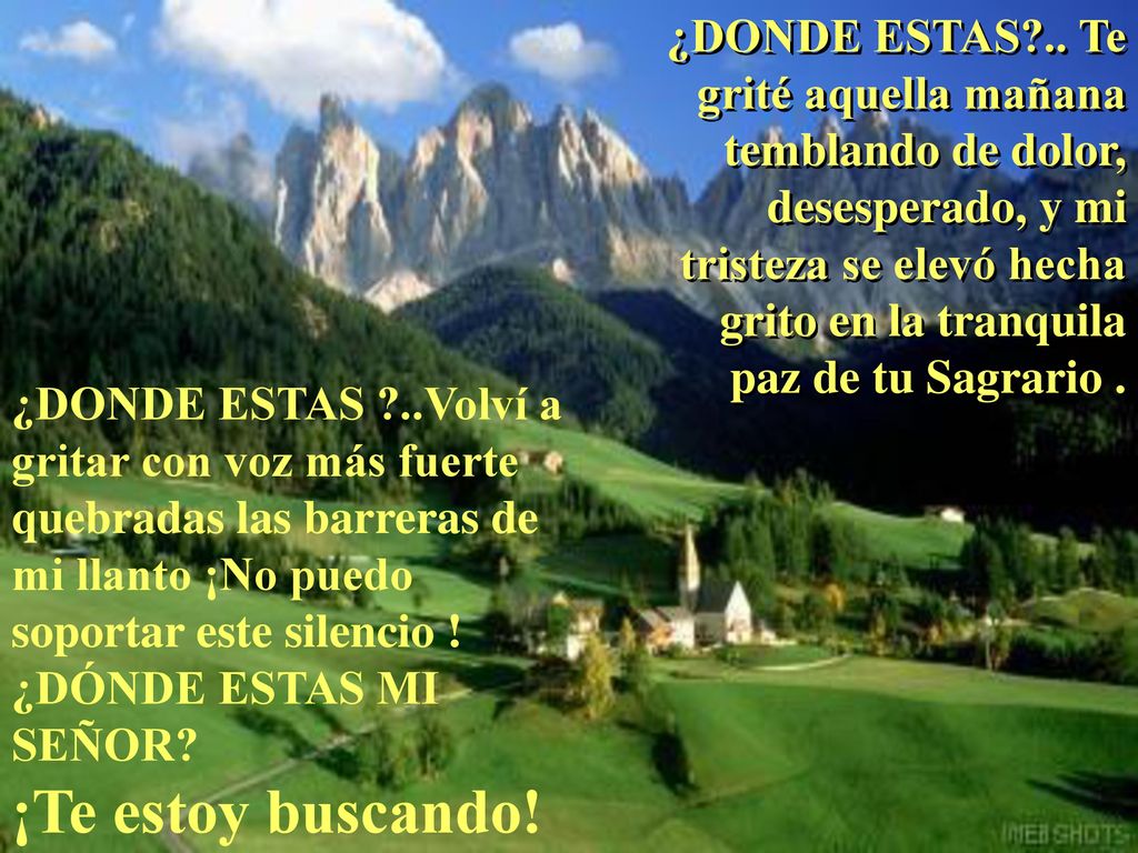 ¿DONDE ESTAS .. Te grité aquella mañana temblando de dolor, desesperado, y mi tristeza se elevó hecha grito en la tranquila paz de tu Sagrario .
