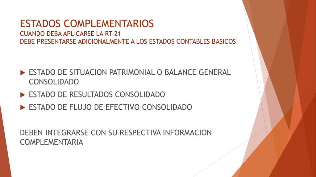 ESTADOS COMPLEMENTARIOS CUANDO DEBA APLICARSE LA RT 21 DEBE PRESENTARSE ADICIONALMENTE A LOS ESTADOS CONTABLES BASICOS