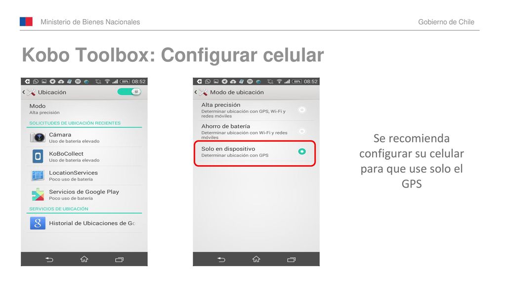 Se recomienda configurar su celular para que use solo el GPS