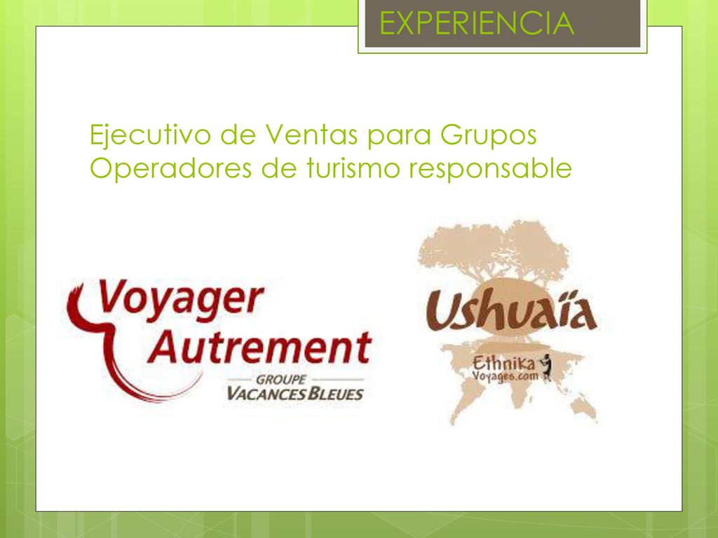 Ejecutivo de Ventas para Grupos Operadores de turismo responsable