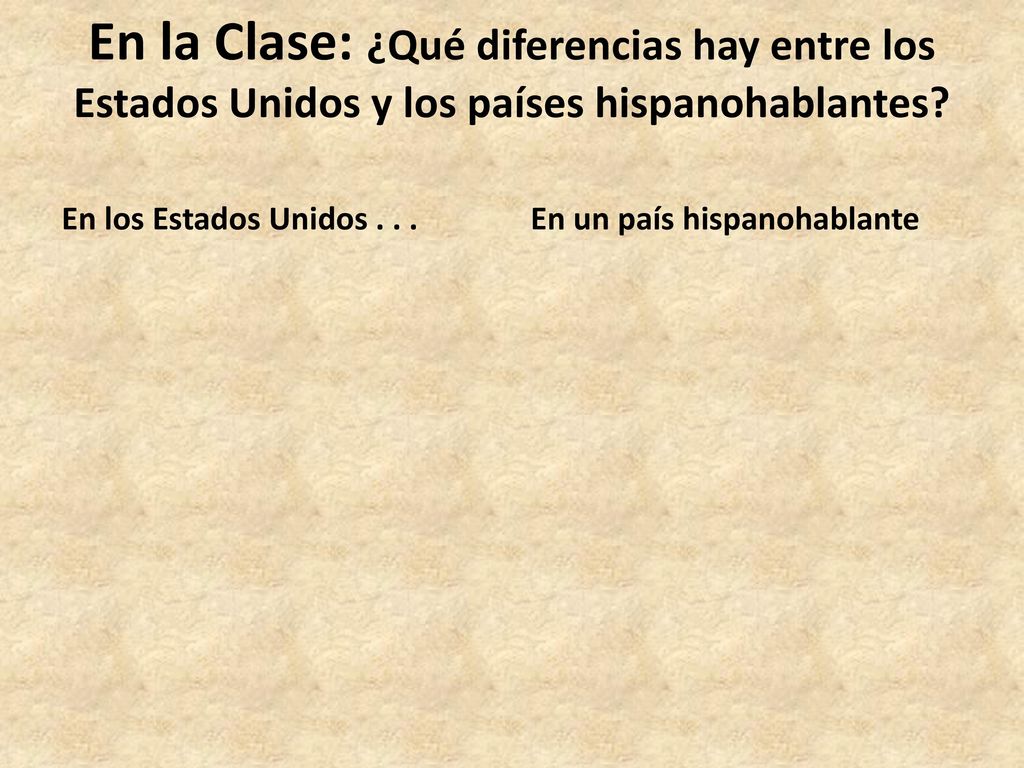 En la Clase: ¿Qué diferencias hay entre los Estados Unidos y los países hispanohablantes
