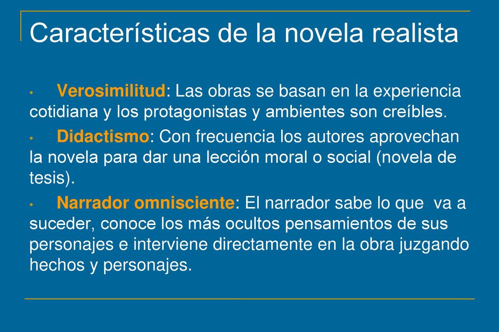 Características de la novela realista
