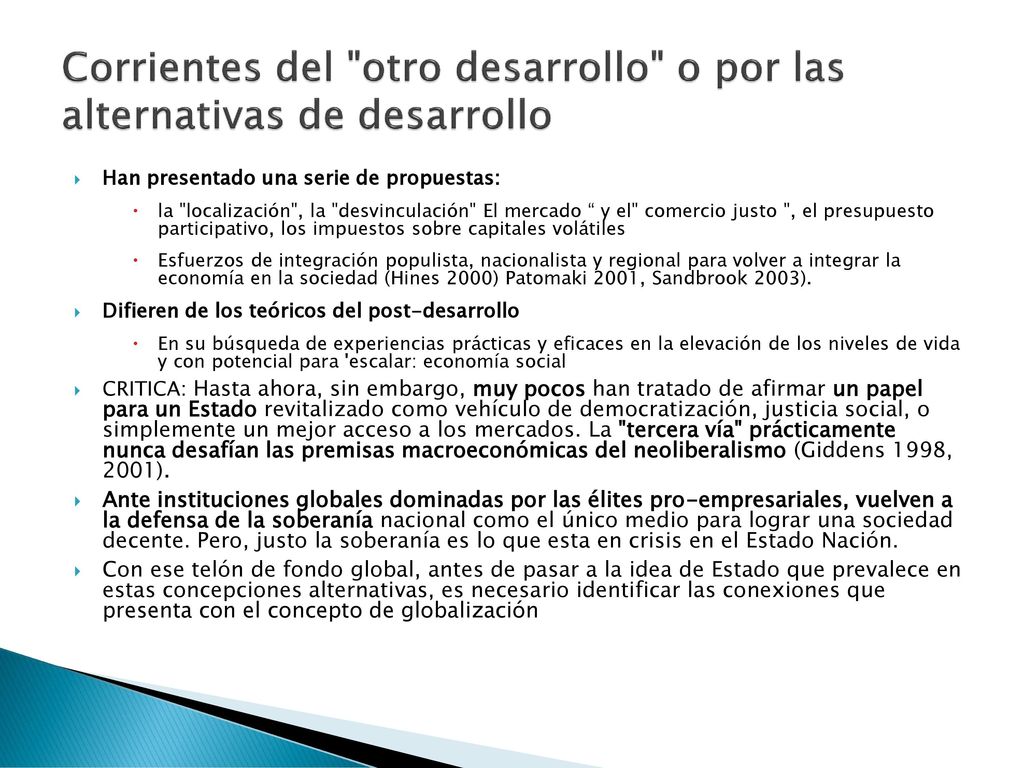Corrientes del otro desarrollo o por las alternativas de desarrollo