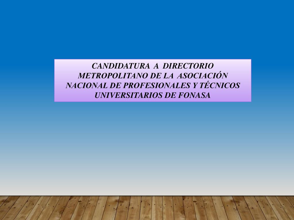CANDIDATURA A DIRECTORIO METROPOLITANO DE LA ASOCIACIÓN NACIONAL DE PROFESIONALES Y TÉCNICOS UNIVERSITARIOS DE FONASA
